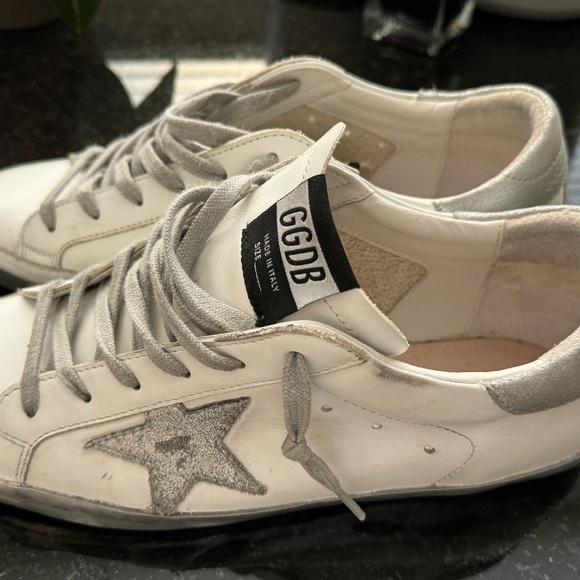 GOLDEN GOOSE WOMENS SUPERSTAR WHITE LEATHER SILVER STAR 40 WORN 1X LKNW - Picture 3 of 16